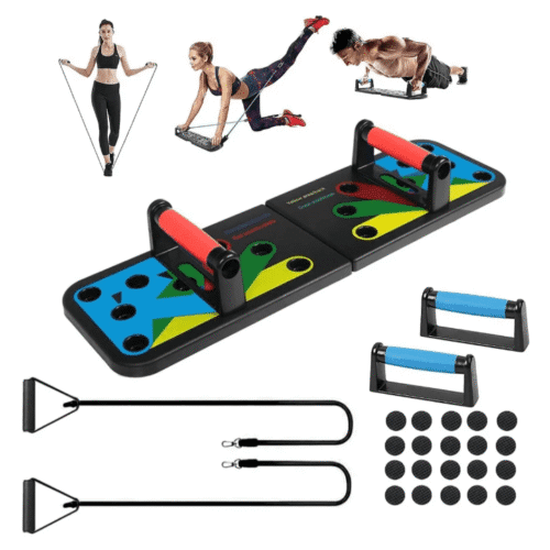 Tabla Push con Bandas para Ejercicio plegable y multifuncional para entrenamientos en casa
