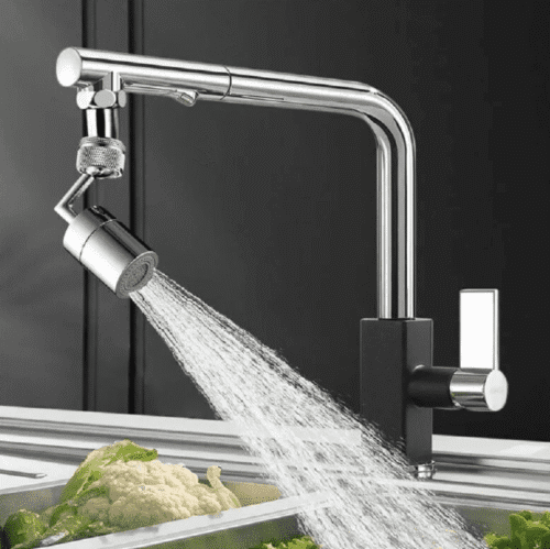 Grifo agua 360⁰ con diseño giratorio universal y doble salida de agua