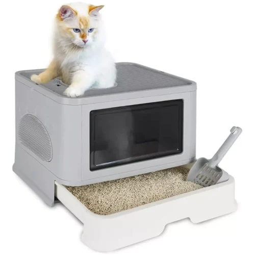 Sube una imagen del producto con el texto alternativo: Arenera Para Gato Tapa Pegada Plegable - Diseño portátil y fácil de limpiar.