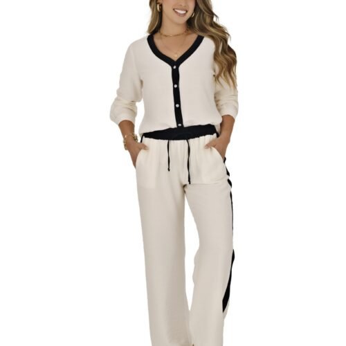 Blusa en Rayón Nylon color marfil con silueta amplia y caída ligera