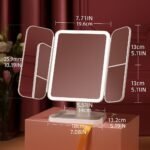 espejo maquillaje trifolding con luz led