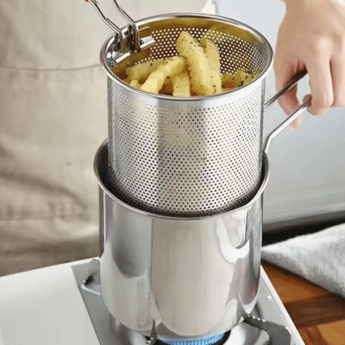 Olla Freidora con Canasta Escurridora de acero inoxidable 1.2L